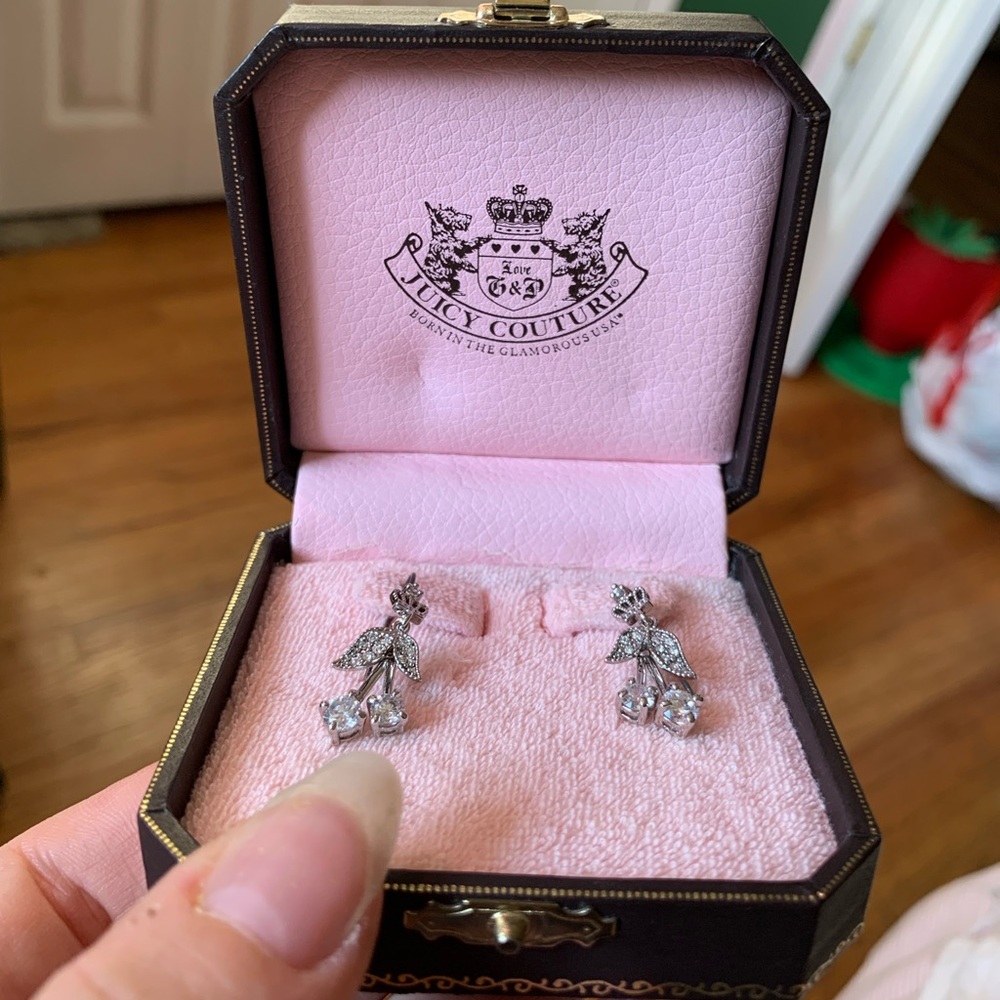 Juicy Couture Silver Cherry Drop Earrings